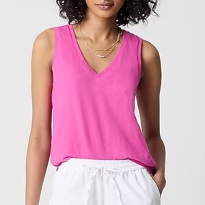 NWT J.Crew Slub Cotton Tank Top V-neck Size L Pink NEW